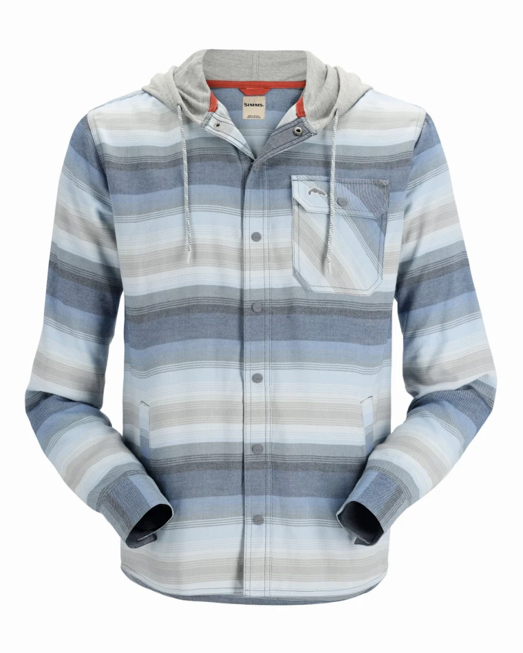 Santee Flannel Hoody: 526 - Navy/Storm/Steel Blue Stripe