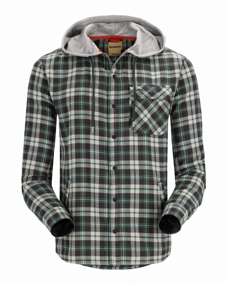 Santee Flannel Hoody: 535 - Forest/Carbon Camp Plaid