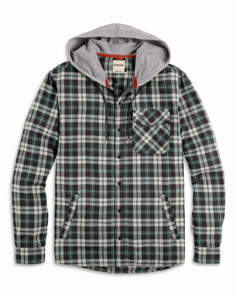 Santee Flannel Hoody: 535 - Forest/Carbon Camp Plaid