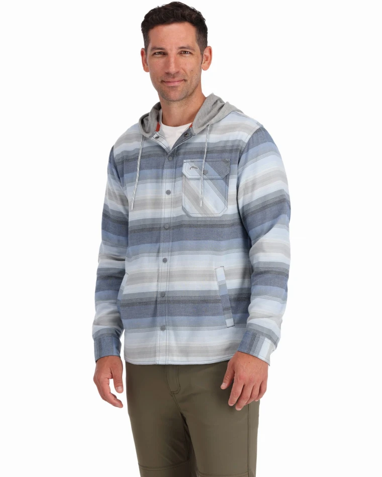 Santee Flannel Hoody: 526 - Navy/Storm/Steel Blue Stripe