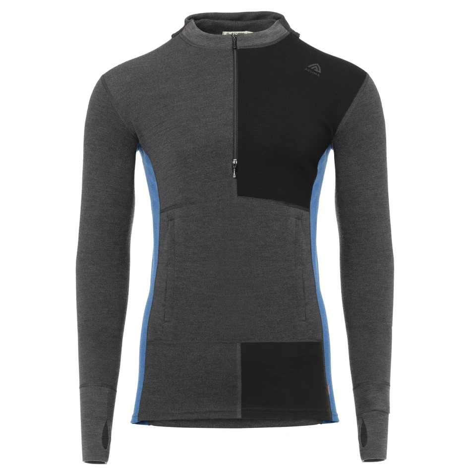 Aclima WarmWool Hoodsweater w/zip M, kolor: 401 - Marengo/Jet Black/Corsair