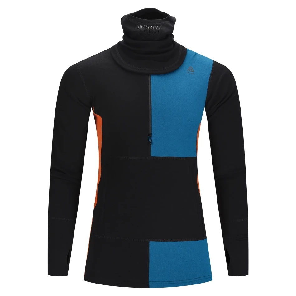 Aclima WarmWool Hoodsweater w/zip M, kolor: 429 - Jet Black/Corsair/Gold Flame