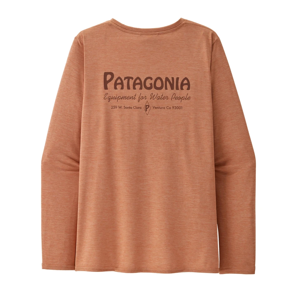 Women's Long-Sleeved Capilene Cool Daily Graphic Shirt, kolor: WPTX - Water People Banner Terra Pink X-Dye