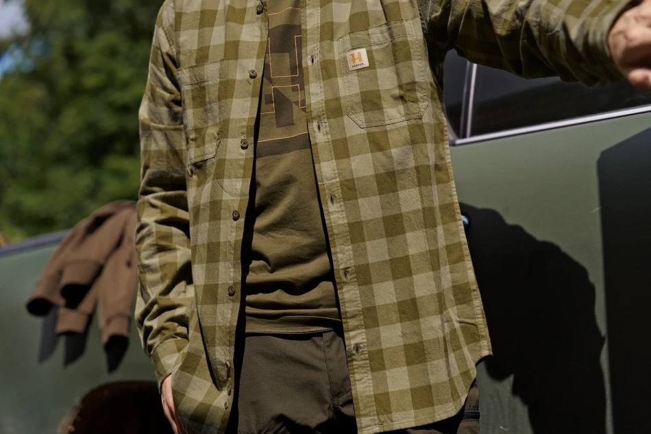 Harkila Scandinavian L/S Shirt, kolor: Dark Olive Check