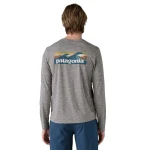 M's Long-Sleeved Capilene Cool Daily Graphic Shirt - Waters, kolor: BLAF - Boardshort Logo Abalone Blue Feather Grey