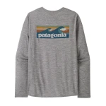 M's Long-Sleeved Capilene Cool Daily Graphic Shirt - Waters, kolor: BLAF - Boardshort Logo Abalone Blue Feather Grey