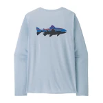 M's Long Sleeved Capilene Cool Daily Graphic Shirt, kolor: FTFL - Fitz Roy Trout: Fleck Blue