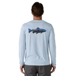 M's Long Sleeved Capilene Cool Daily Graphic Shirt, kolor: FTFL - Fitz Roy Trout: Fleck Blue