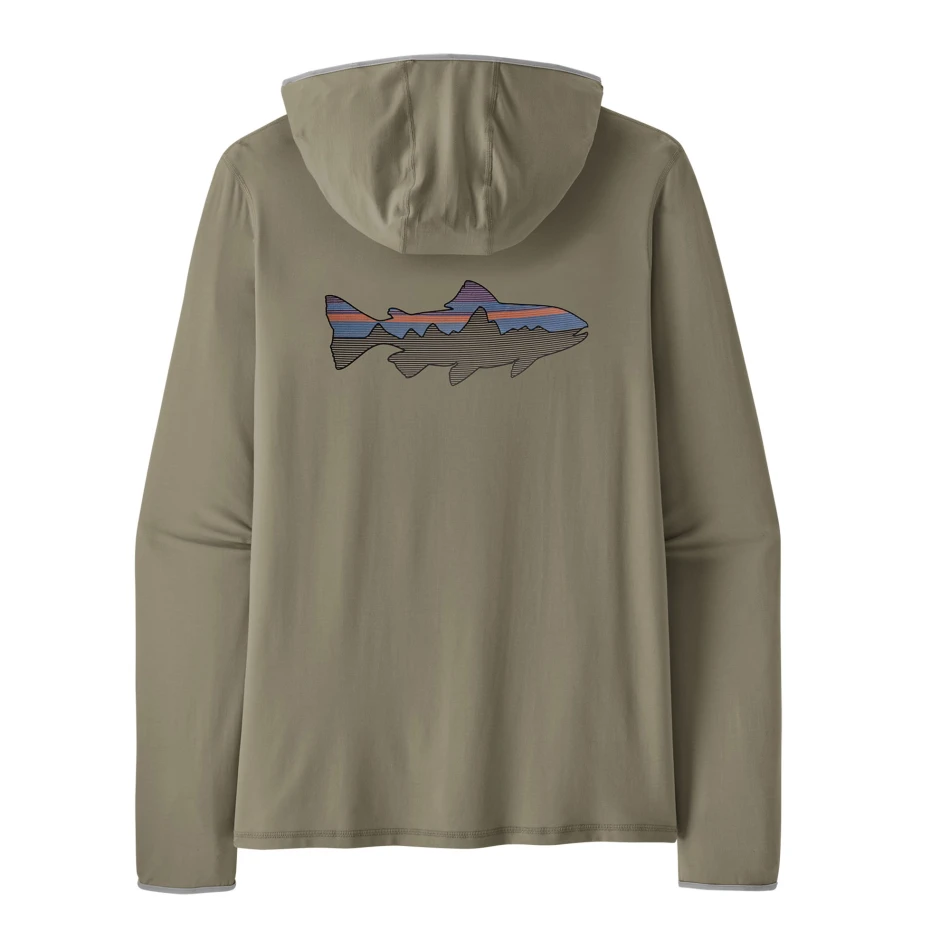 Men's Tropic Comfort Natural Graphic Sun Hoody, kolor: Fitz Roy Trout: River Rock Green