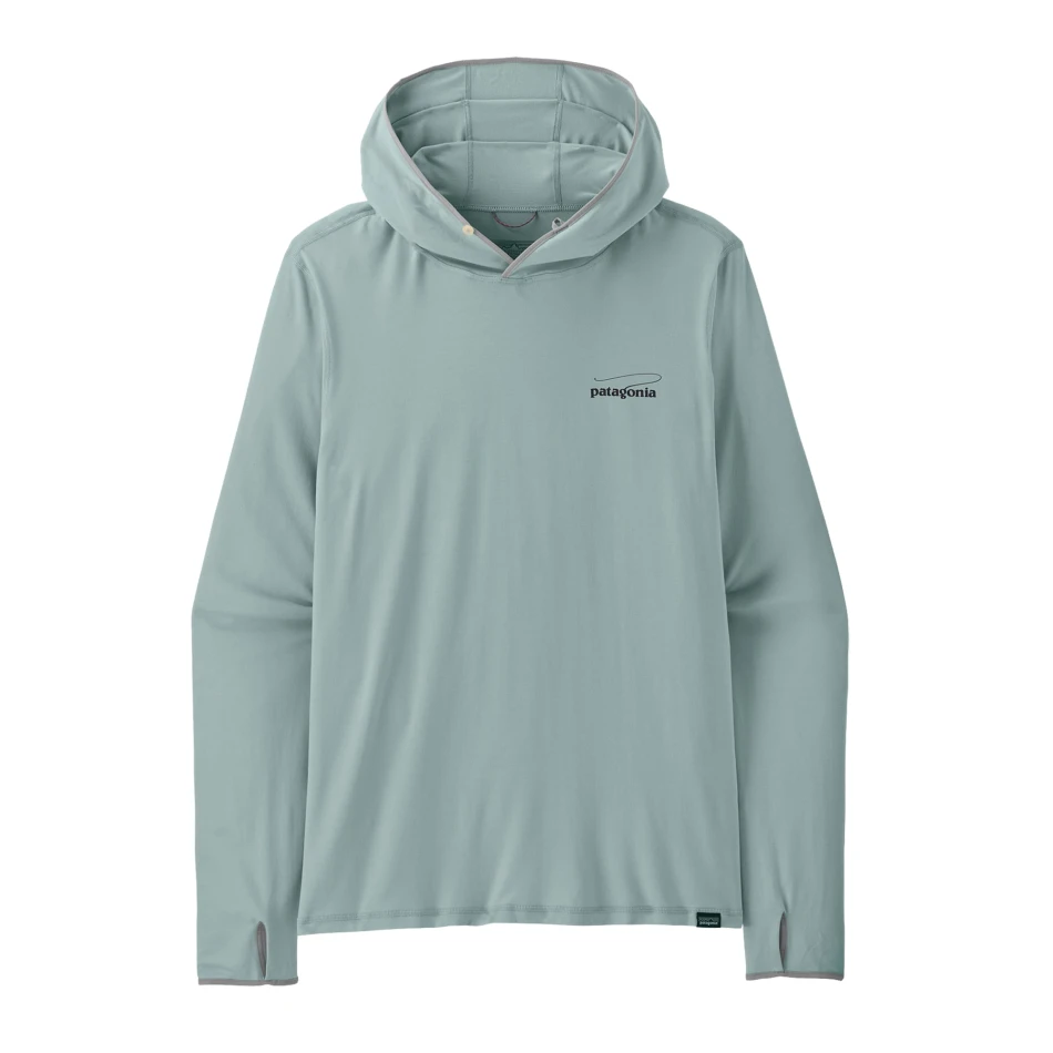 Men's Tropic Comfort Natural Graphic Sun Hoody, kolor: Casting Logo: Thermal Blue