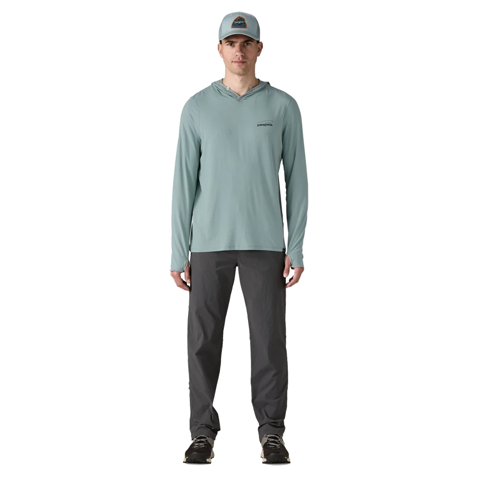 Men's Tropic Comfort Natural Graphic Sun Hoody, kolor: Casting Logo: Thermal Blue