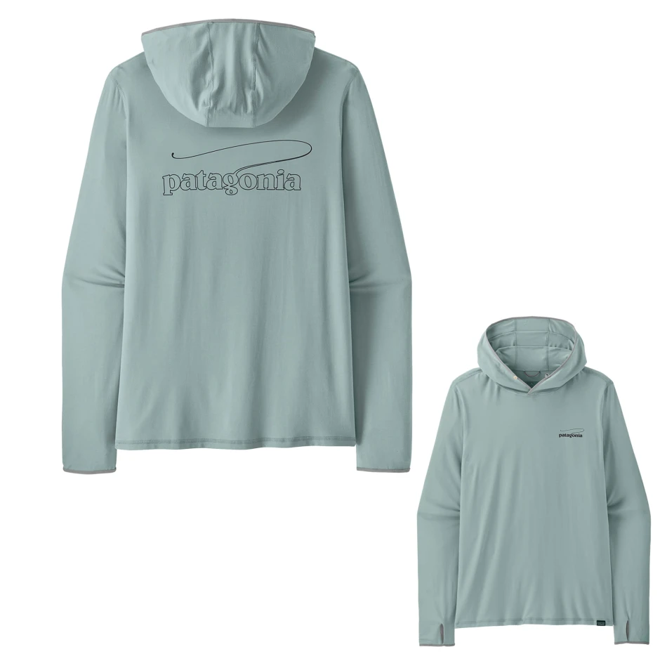 Men's Tropic Comfort Natural Graphic Sun Hoody, kolor: Casting Logo: Thermal Blue