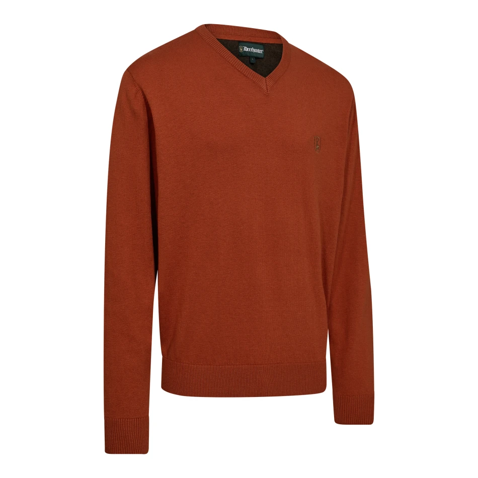 Harrington V-Neck Knit, kolor: 611 - Oak Rust Melange