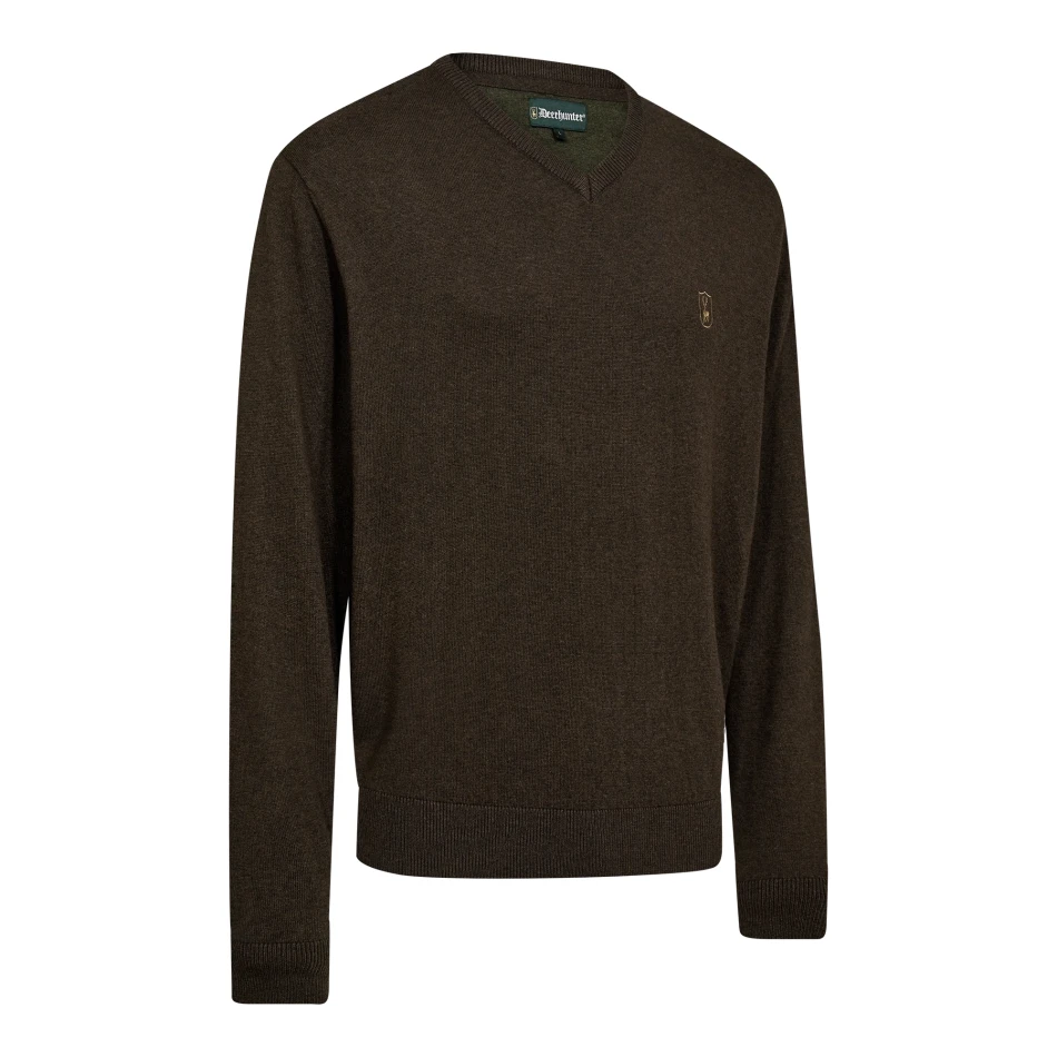 Harrington V-Neck Knit, kolor: 591 - Brown Melange