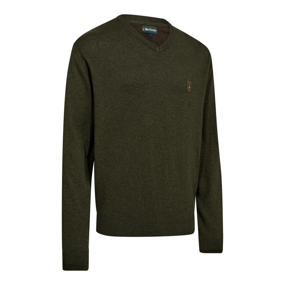 Harrington V-Neck Knit, kolor: 368 - Forest Ember Melange
