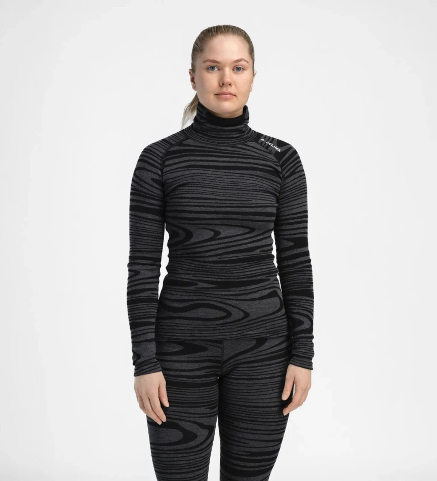 Aclima WarmWool Roll Neck W, kolor: 422 - Black Motion