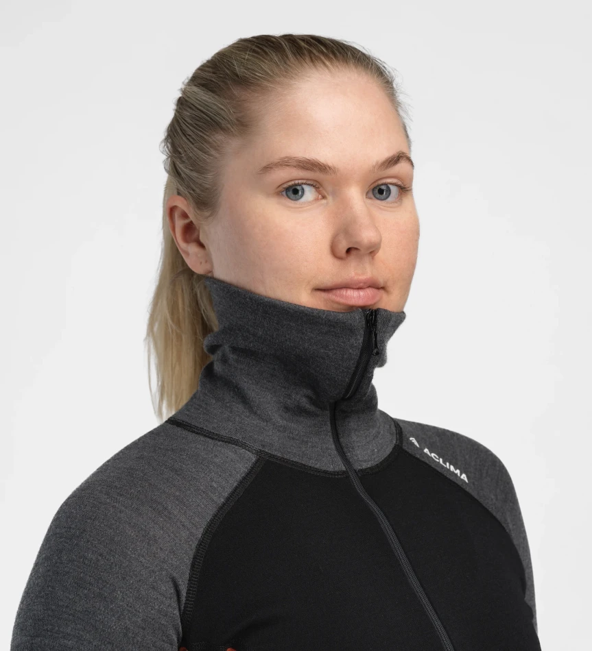 Aclima WarmWool Polo W, kolor: 424 - Jet Black/Marengo/Gold Flame