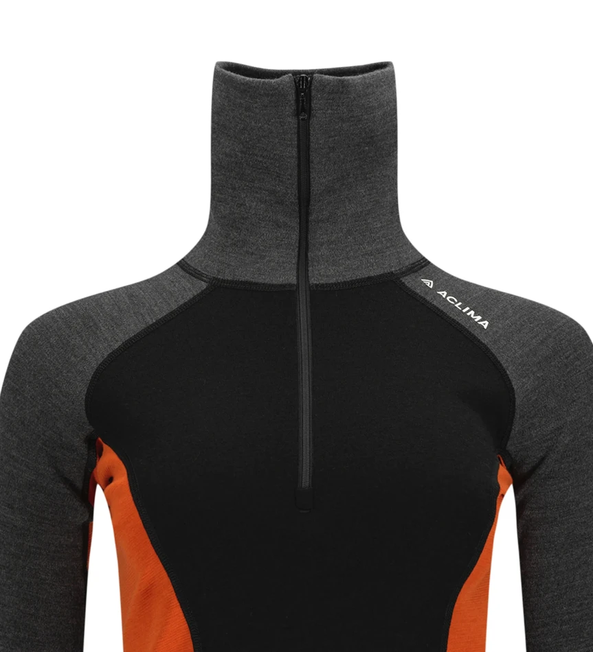 Aclima WarmWool Polo W, kolor: 424 - Jet Black/Marengo/Gold Flame
