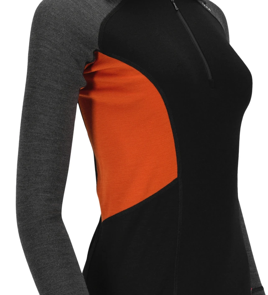 Aclima WarmWool Polo W, kolor: 424 - Jet Black/Marengo/Gold Flame