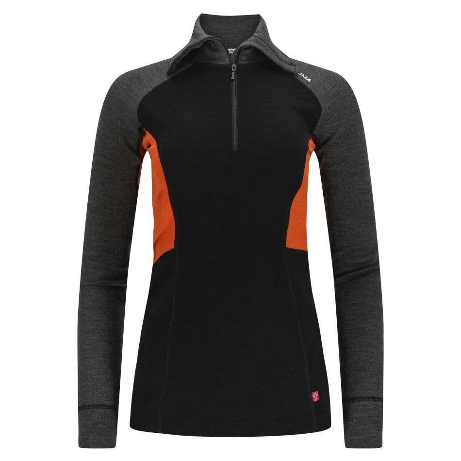 Aclima WarmWool Polo W, kolor: 424 - Jet Black/Marengo/Gold Flame
