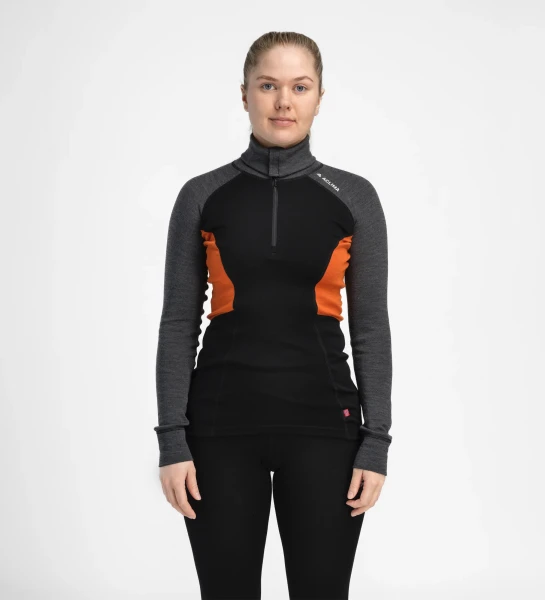 Aclima WarmWool Polo W, kolor: 424 - Jet Black/Marengo/Gold Flame