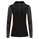 Aclima WarmWool Hoodsweater w/zip W, kolor: 424 - Jet Black/Marengo/Gold Flame