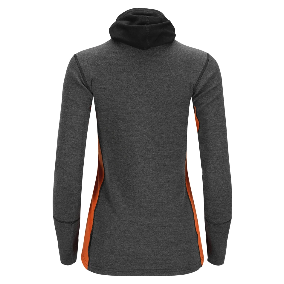 Aclima WarmWool Hoodsweater w/zip W, kolor: 424 - Jet Black/Marengo/Gold Flame