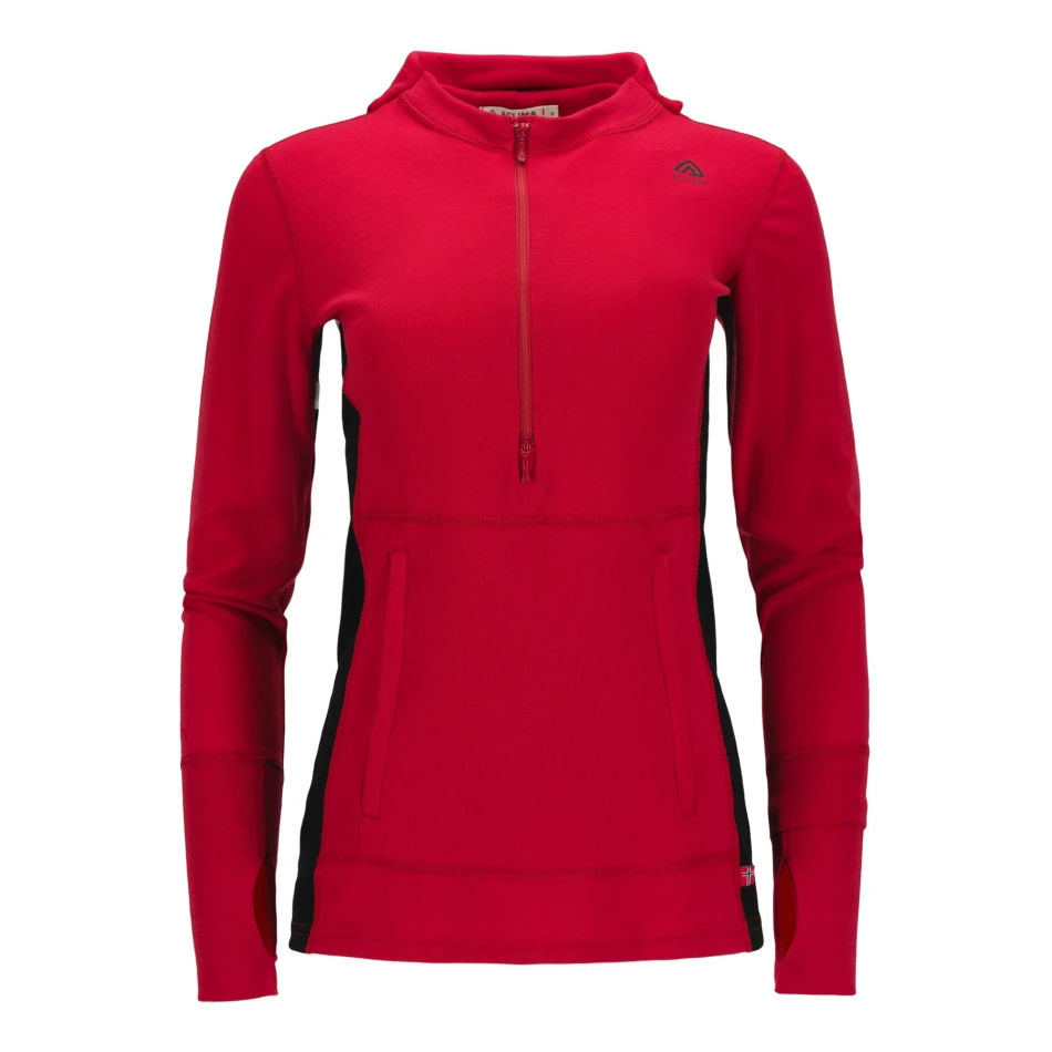 Aclima WarmWool Hoodsweater w/zip W, kolor: 426 - Jester Red/Jet Black