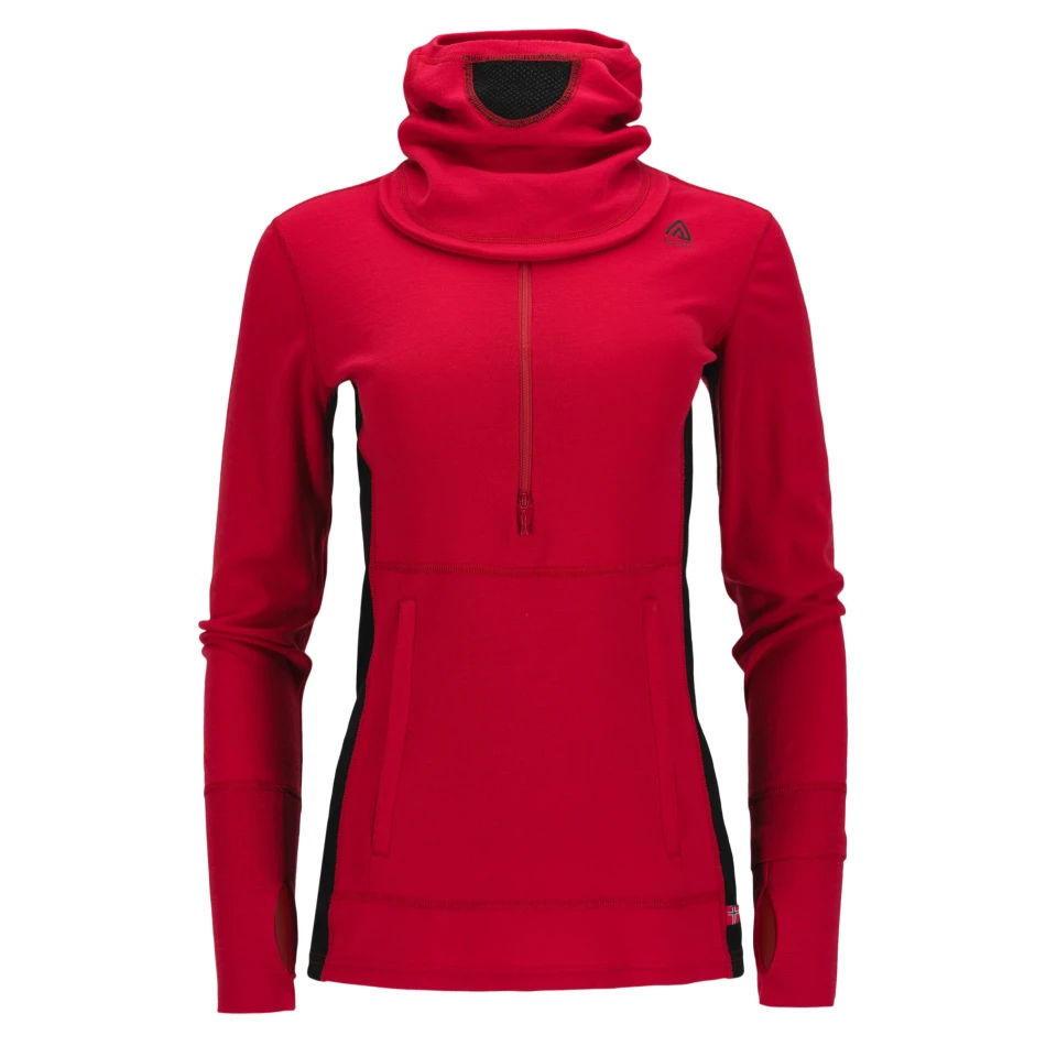 Aclima WarmWool Hoodsweater w/zip W, kolor: 426 - Jester Red/Jet Black