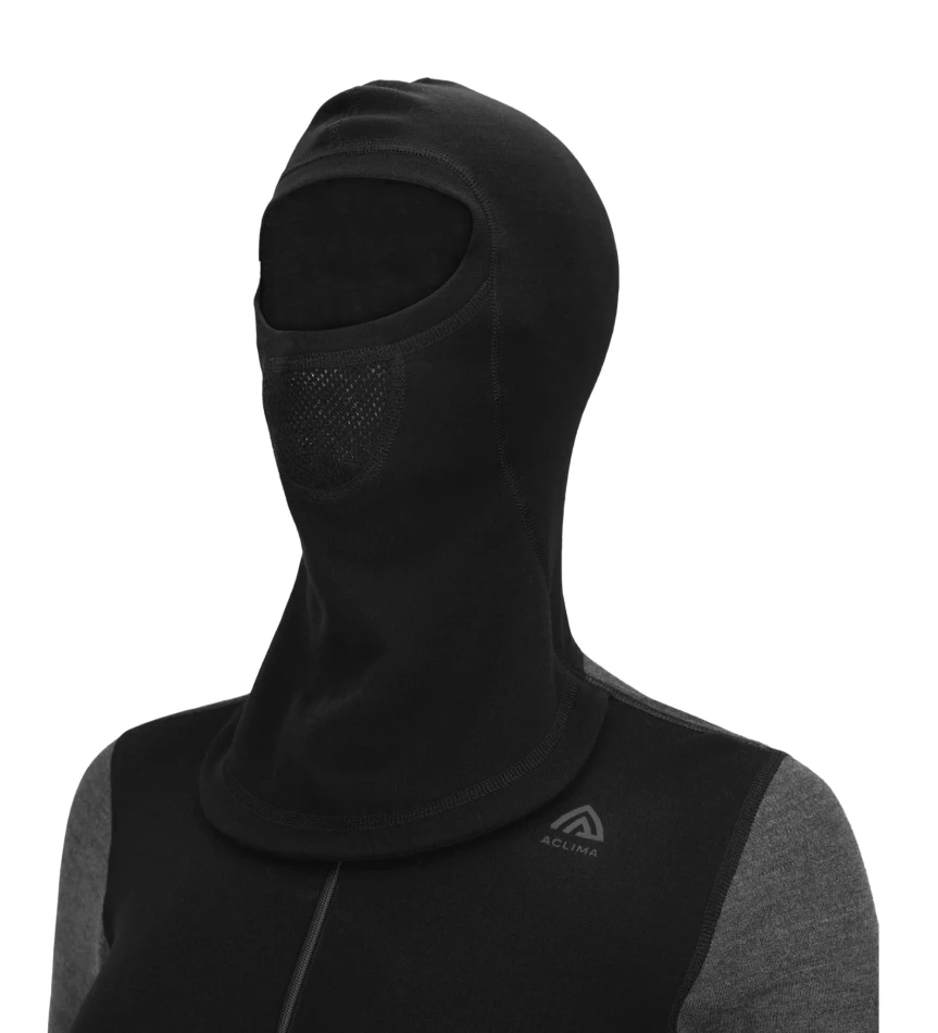 Aclima WarmWool Hoodsweater w/zip W, kolor: 424 - Jet Black/Marengo/Gold Flame
