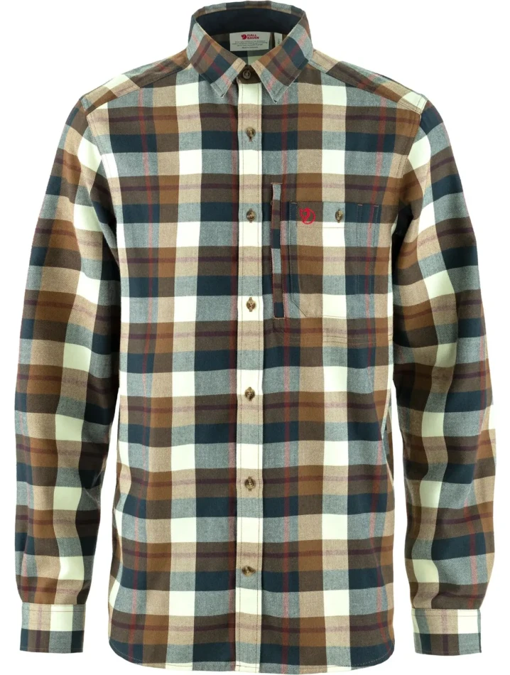 Fjallraven Fjallglim Shirt LS, kolor: 265-113 - Wood Brown-Chalk White