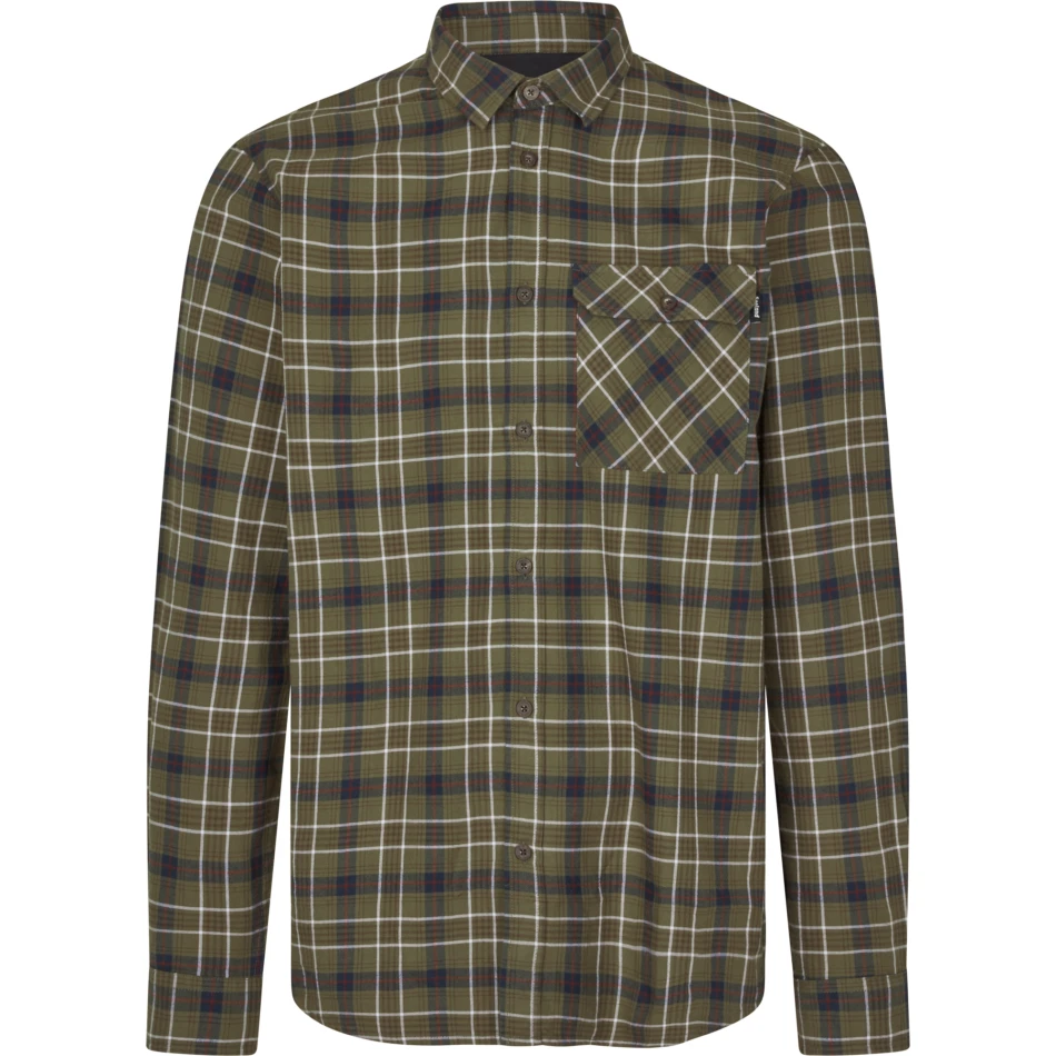 Glen Flannel Shirt, kolor: Grape Leaf /  Dark Navy Check