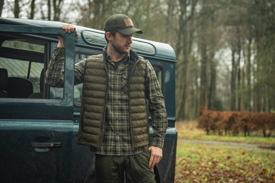 Glen Flannel Shirt, kolor: Grape Leaf /  Dark Navy Check