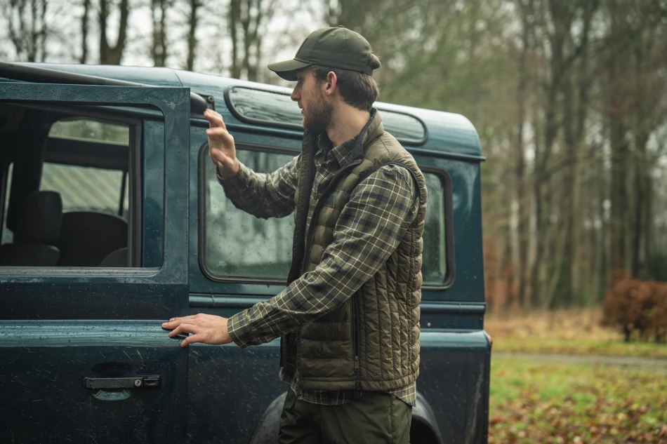 Glen Flannel Shirt, kolor: Grape Leaf /  Dark Navy Check