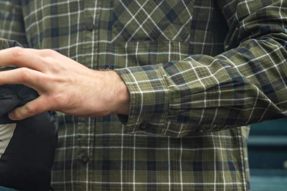 Glen Flannel Shirt, kolor: Grape Leaf /  Dark Navy Check