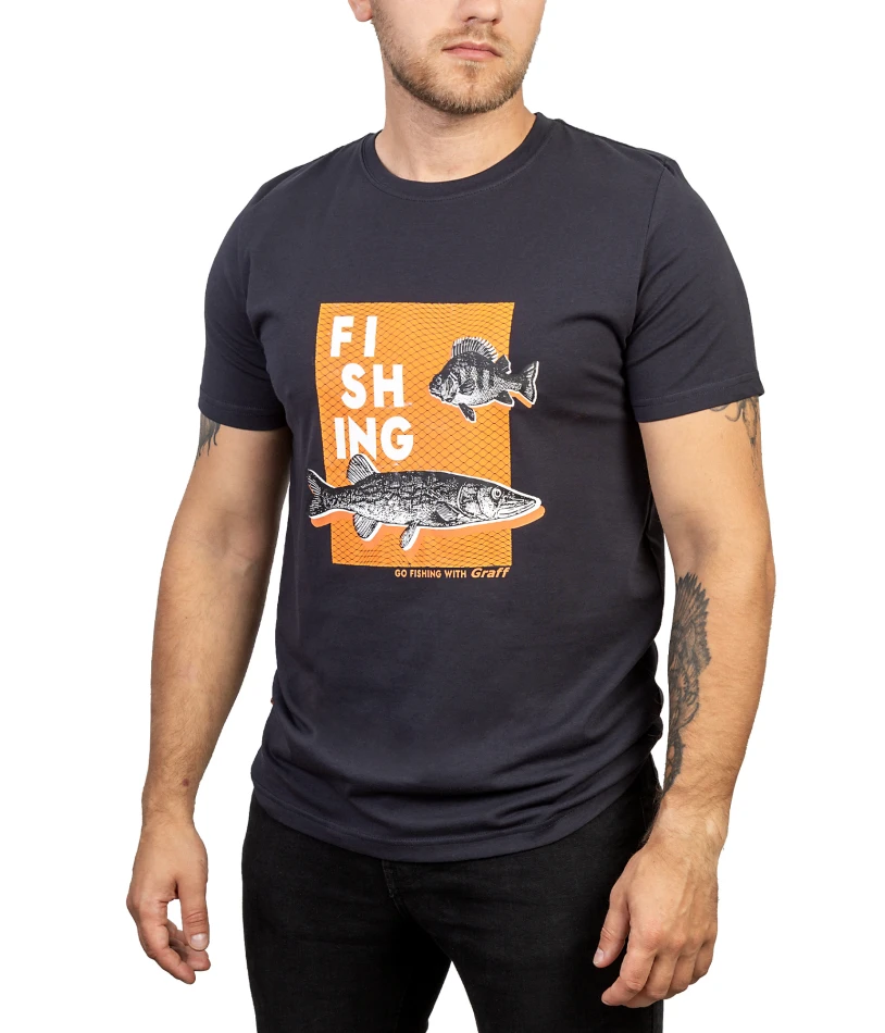 T-shirt 958, kolor: 1/2  - czarny / ryby