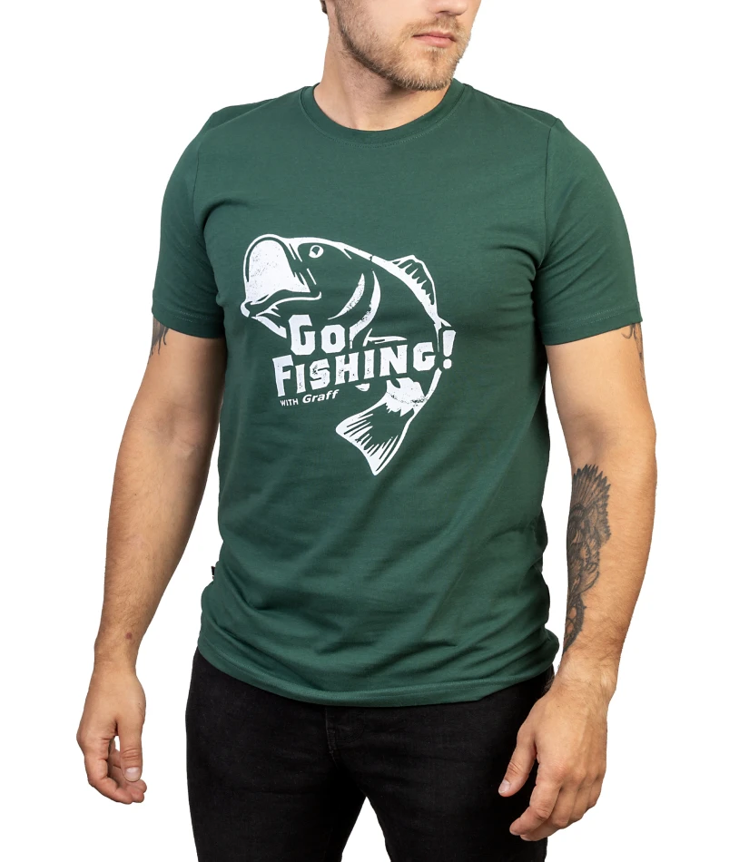 T-shirt 958, kolor: 7/2 - butelkowa zieleń / ryba - okoń