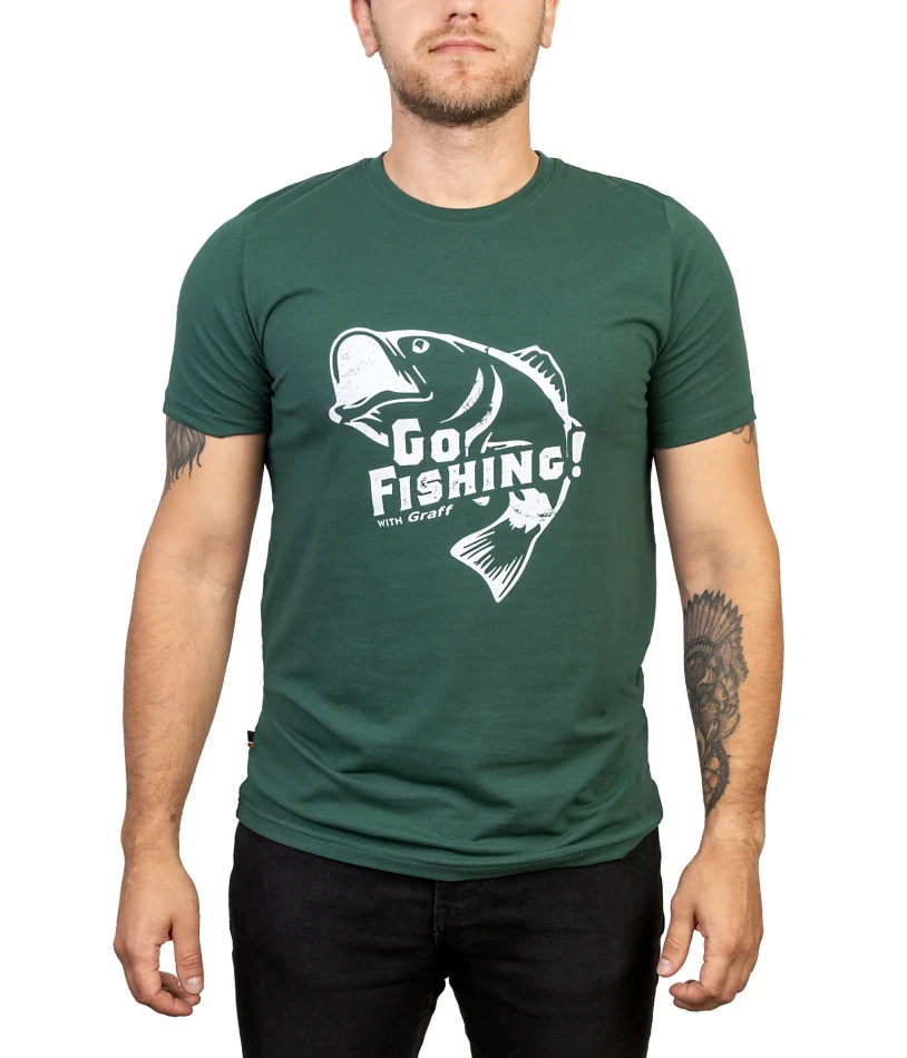 T-shirt 958, kolor: 7/2 - butelkowa zieleń / ryba - okoń