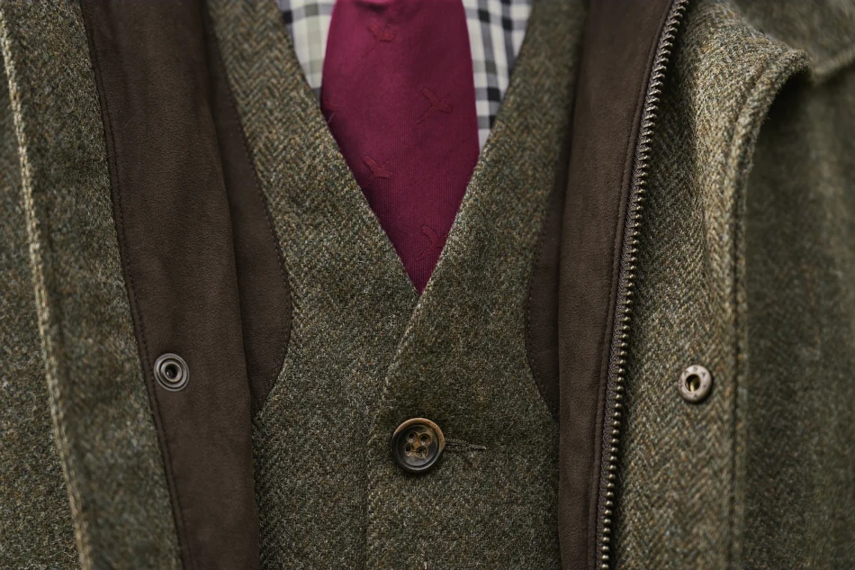 Harkila Kenmore Shooting Waistcoat, kolor: Forest Green/Herringbone