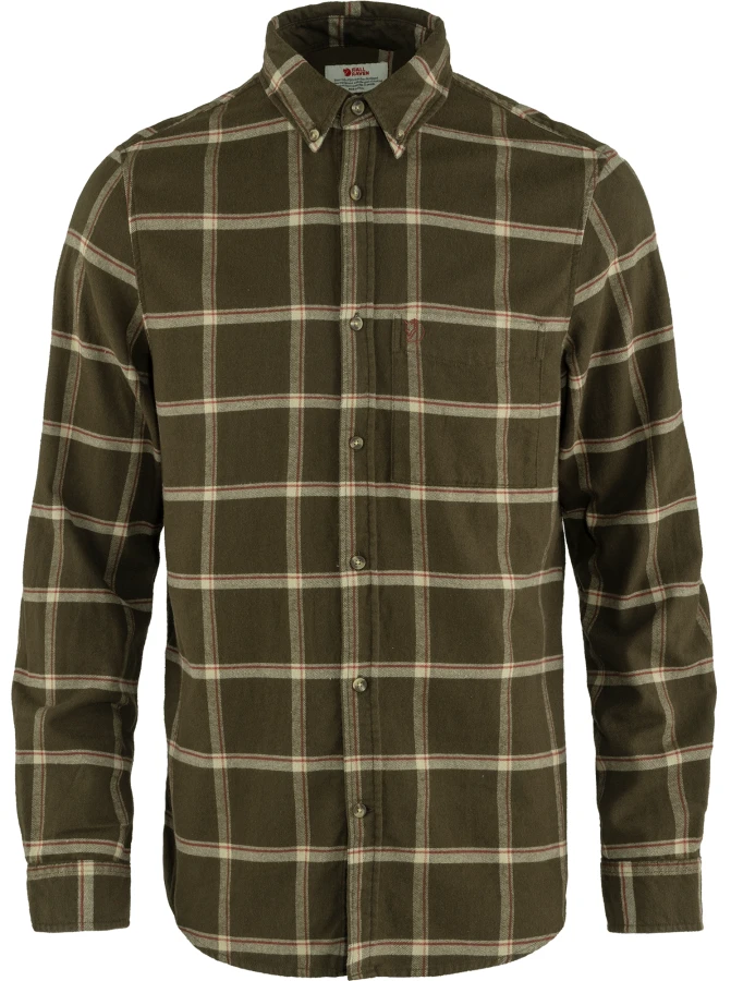 Ovik Comfort Flannel Shirt, kolor: 633-195 - Dark Olive-Sand Stone