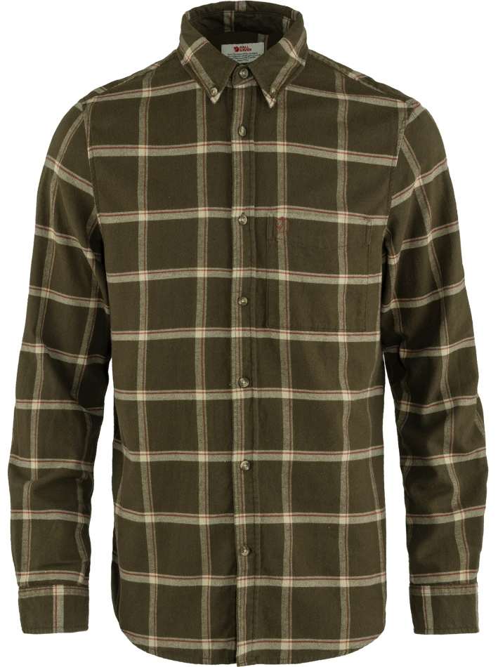 Ovik Comfort Flannel Shirt, kolor: 633-195 - Dark Olive-Sand Stone