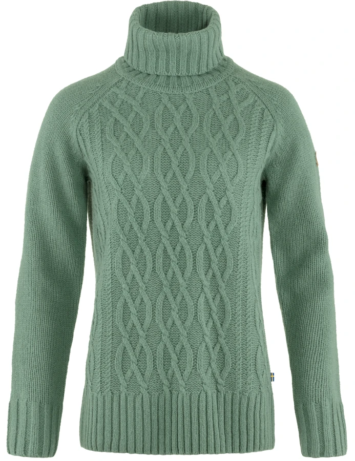 Fjallraven Ovik Cable Knit Roller Neck W, kolor: 614 - Patina Green