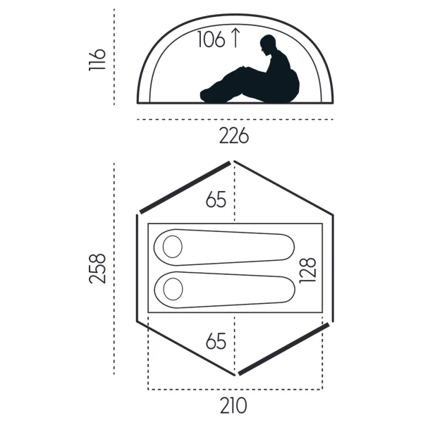 Fjallraven Abisko Friluft 2, wymiary techniczne