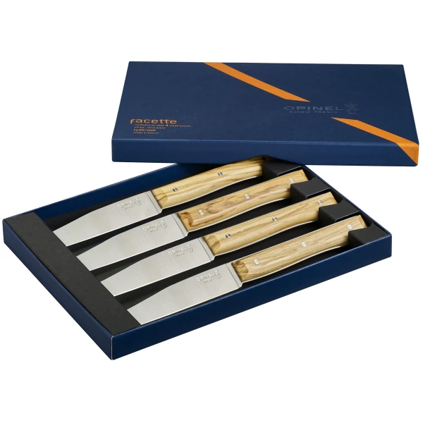 Opinel Set of 4 Facette Olive Wood Table Knives