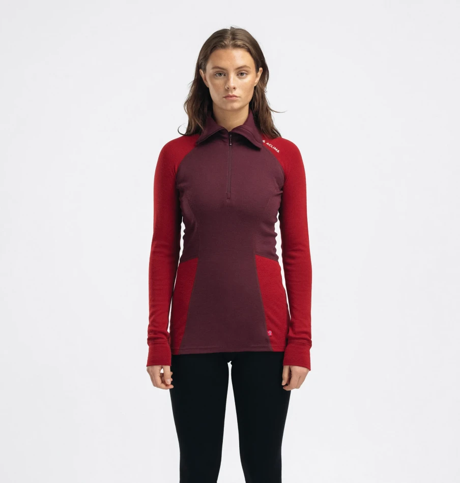 Aclima WarmWool Polo W, kolor: 463 - Fig/Red Dahlia