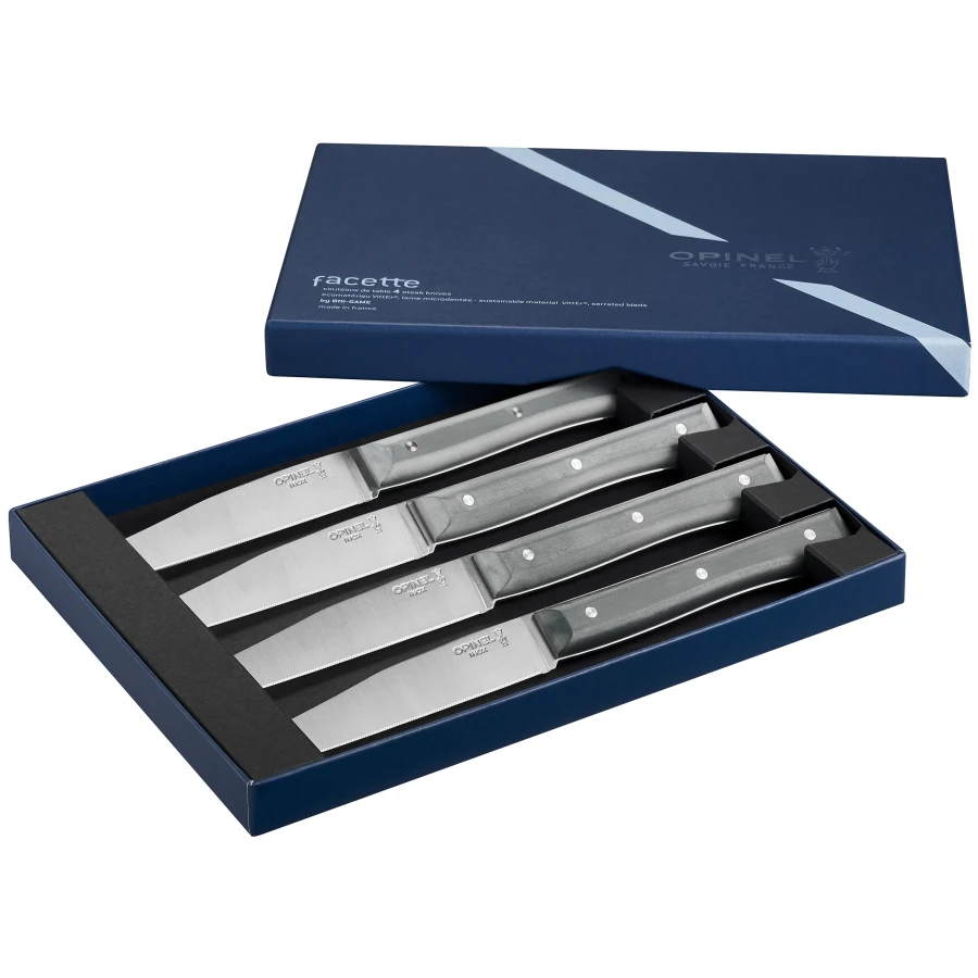 Opinel Set of 4 Facette Slate Micro Serrated Table Knives
