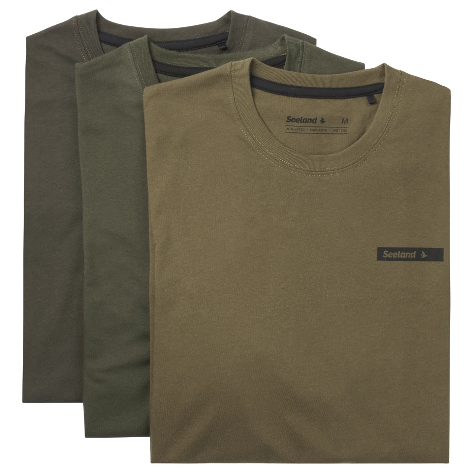 Seeland 3Pack T-shirt, kolory: Pine Green/Military Olive/Grape Leaf