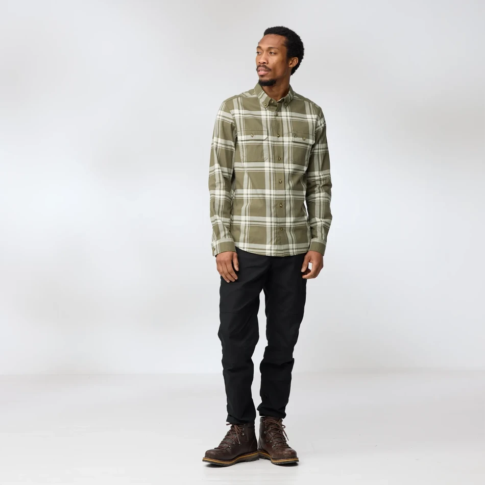 Fjallraven Ovik Lite Flannel Shirt, kolor: 625-113 - Laurel Green-Chalk White - 3