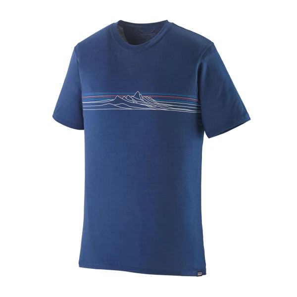 M's Capilene Cool Merino Blend Graphic Shirt, kolor: STCM - Strata Stripe: Clement Blue