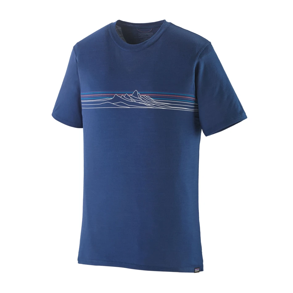 M's Capilene Cool Merino Blend Graphic Shirt, kolor: STCM - Strata Stripe: Clement Blue